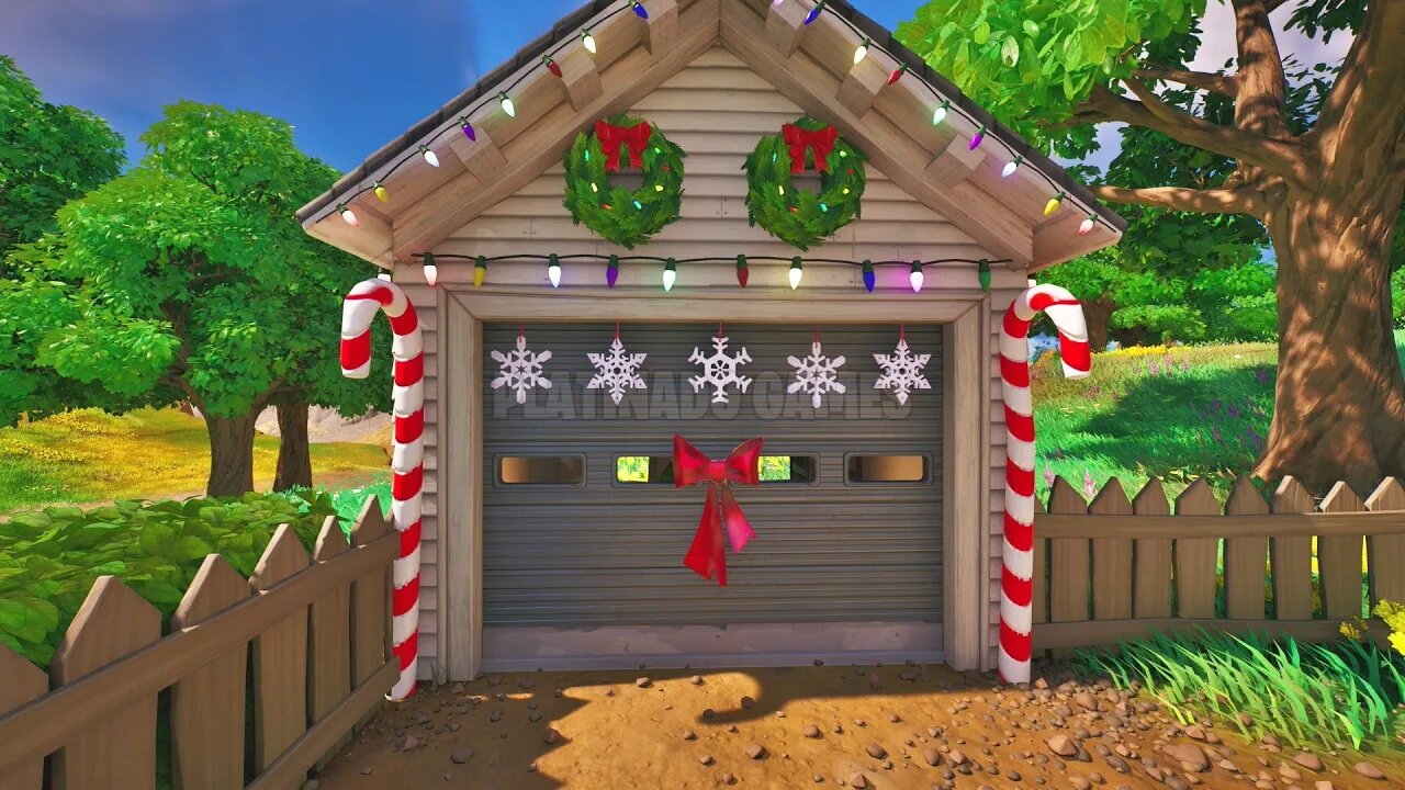 PASSE POR CIMA DE DECORAÇÕES NATALINAS COM UM VEÍCULO - FORTNITE