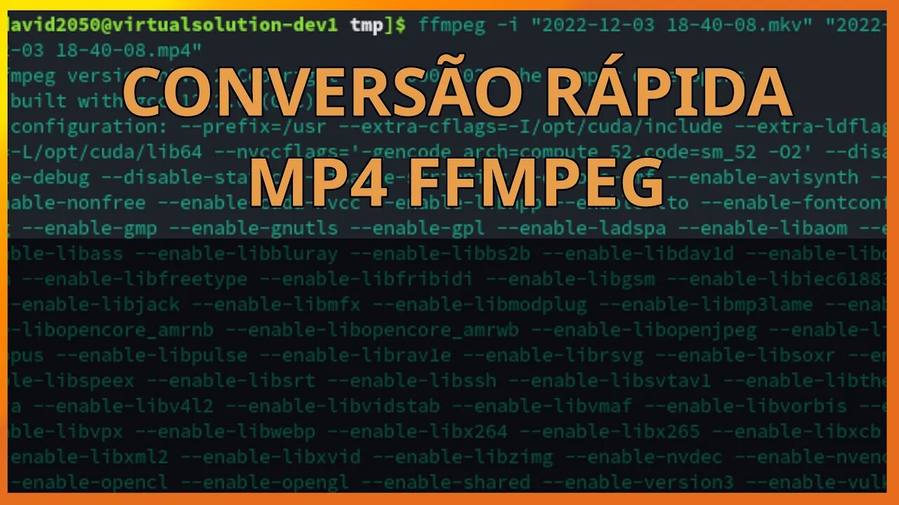 Conversão rápida para mp4 com ffmpeg