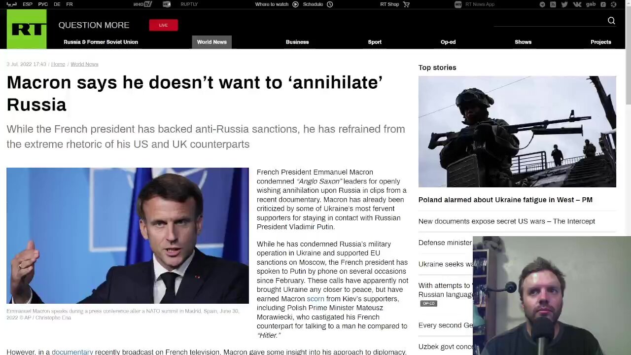 Macron says he doesn’t want to ‘annihilate’ Russia