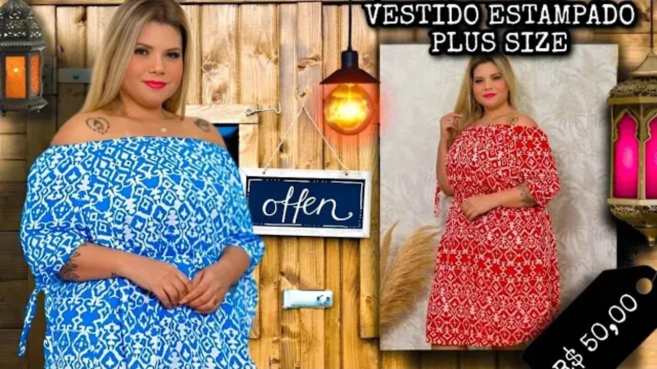 🛍️ VESTIDO ESTAMPADO OMBRO A OMBRO PLUS SIZE MODA VERÃO FEMININA