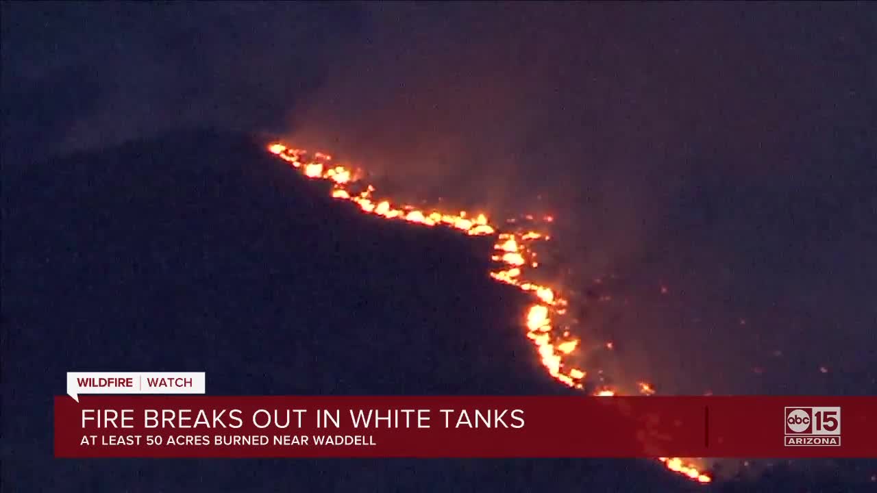 State Forestry: Brush fire burning on the White Tank Mountains