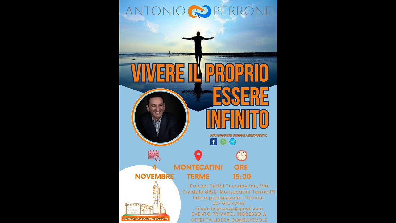 Montecatini Terme 04/11/23 "Pistoia Valdinievole Nuova" presenta :Antonio Perrone..Vivere Il Proprio Essere Infinito.