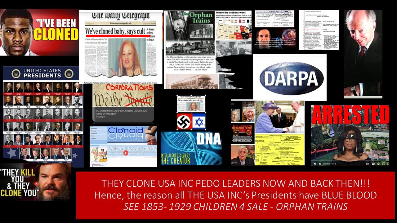 THE USA INC CEOS ARE CLONED BY EVIL [JUST LIKE THE HOLLYWOOD STARS]: SEE NY1853 ORPHAN TRAINS