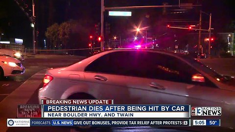 Pedestrian killed near Boulder and Twain