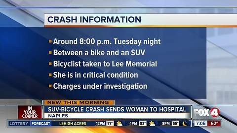 Bicyclist in critical condition after Naples crash