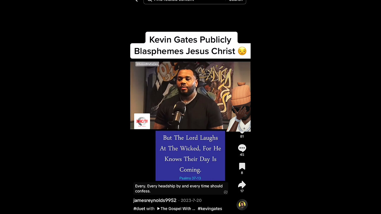 Kevin gates talk crazy stating that the Bible is BS and blasphemed Jesus name