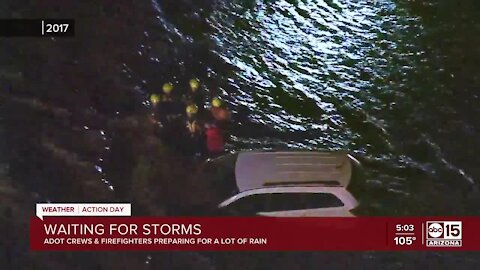 ADOT crews and firefighters preparing for incoming storms