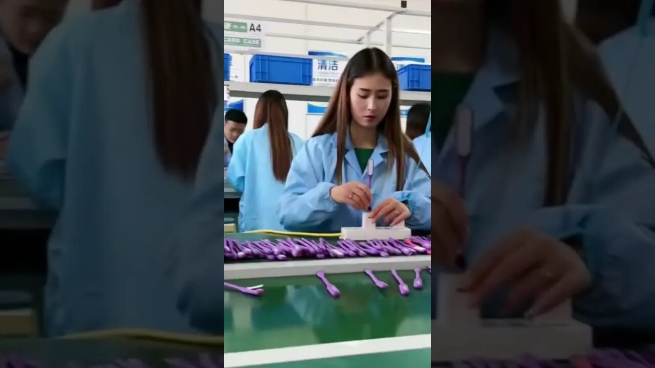 Simple Beautiful Chinese Girls Working On An Testing Line