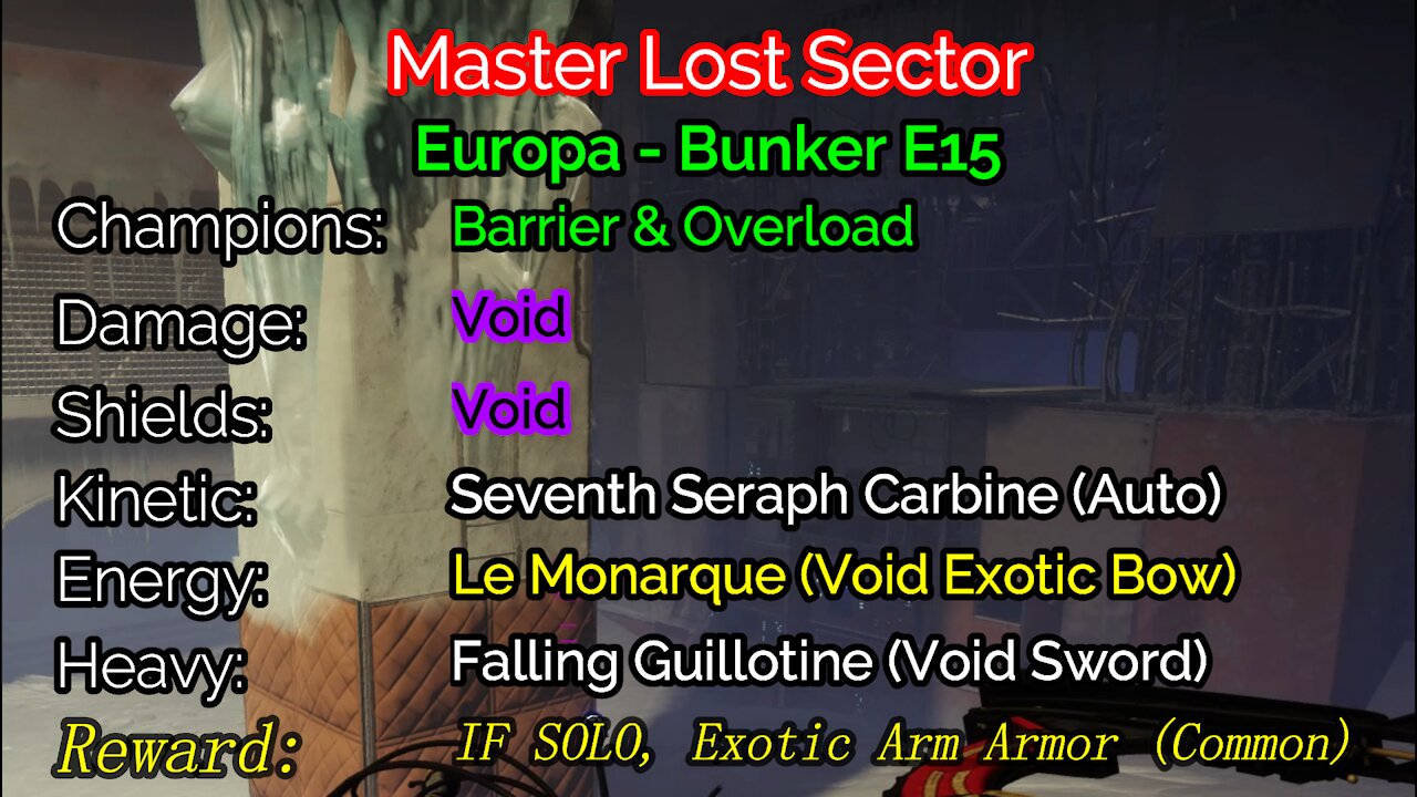 Destiny 2 Master Lost Sector: Bunker E15 12-22-21