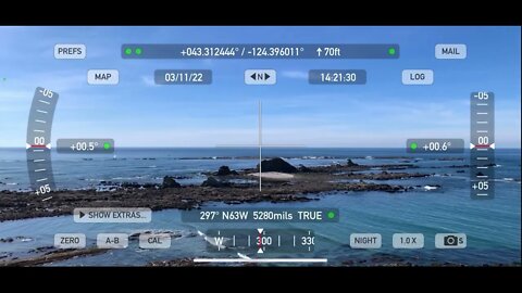 Theodolite level test over Pacific Ocean