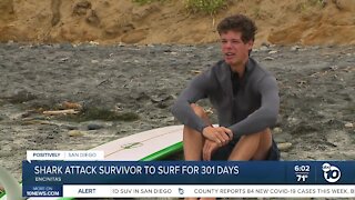 Encinitas shark attack survivor plans to spend 301 days surfing