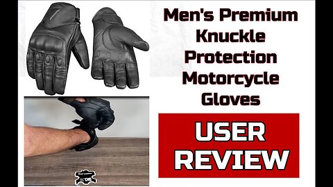 Knuckle Protection Motorcycle Gloves, Leather, Gel Padded Palm