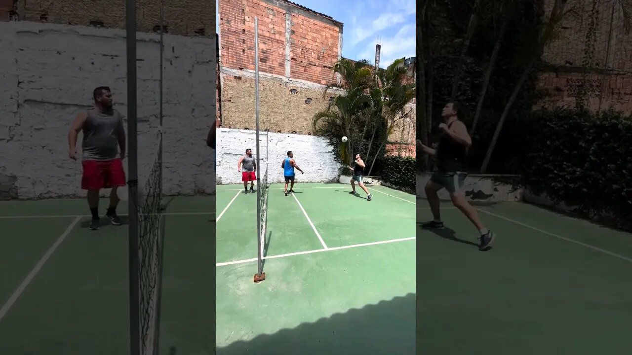 Só passes de cabeça, no futetênis! #futebol #futevôlei #futmesa #futemesa #futetenis #futevolei