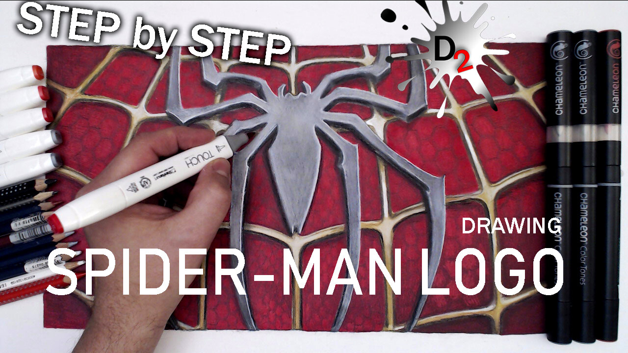 SPIDER-MAN LOGO DRAWING. SPIDER-MAN SYMBOL | draw2night, YouTube