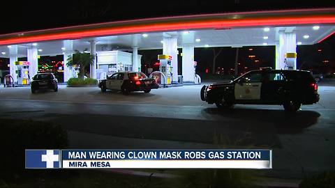 Man wearing clown mask robs Mira Mesa gas station