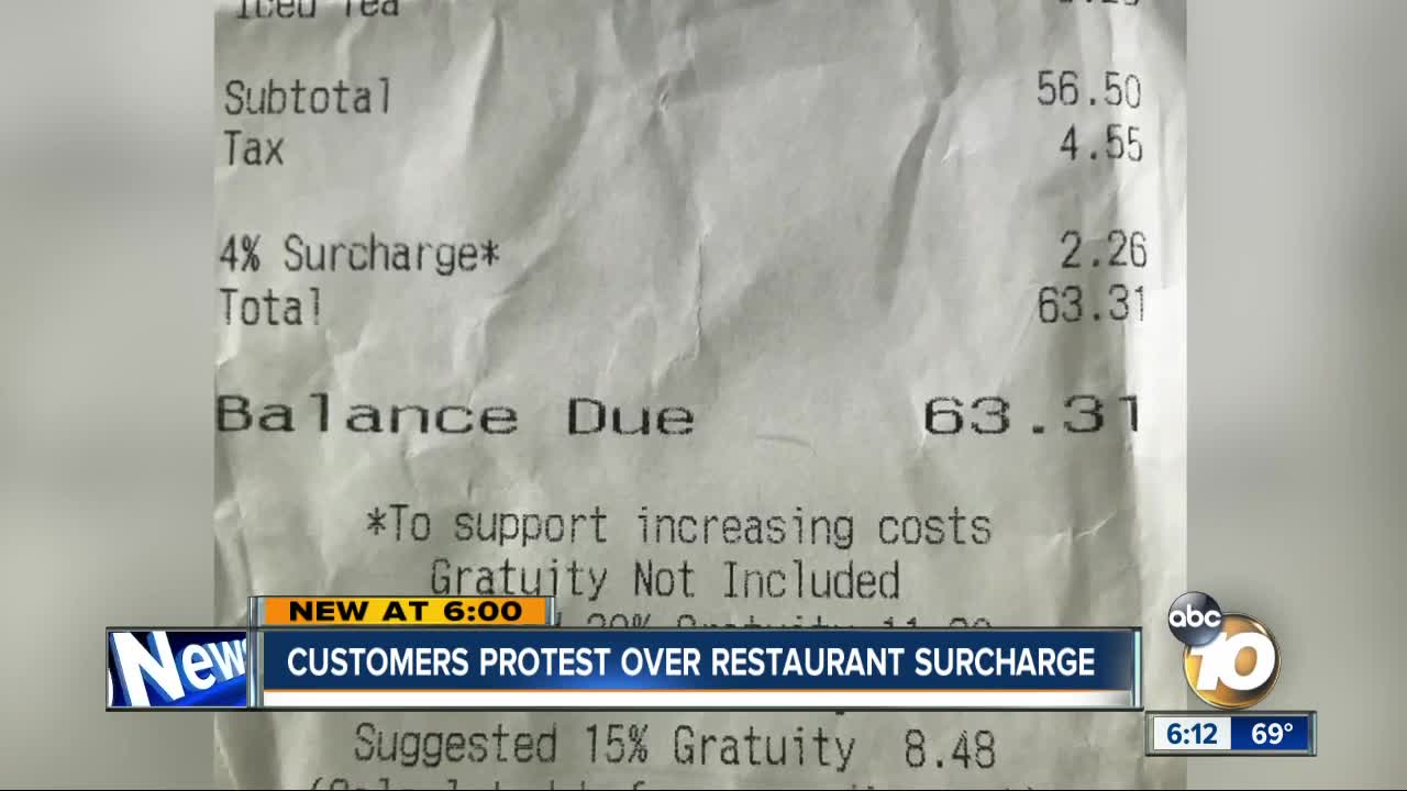 Customers protest over restaurant surcharge