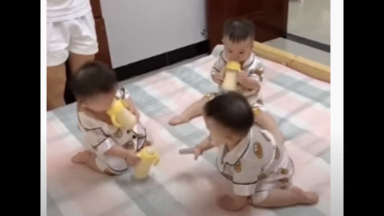 Cut baby funny video THREE cute naughty kids