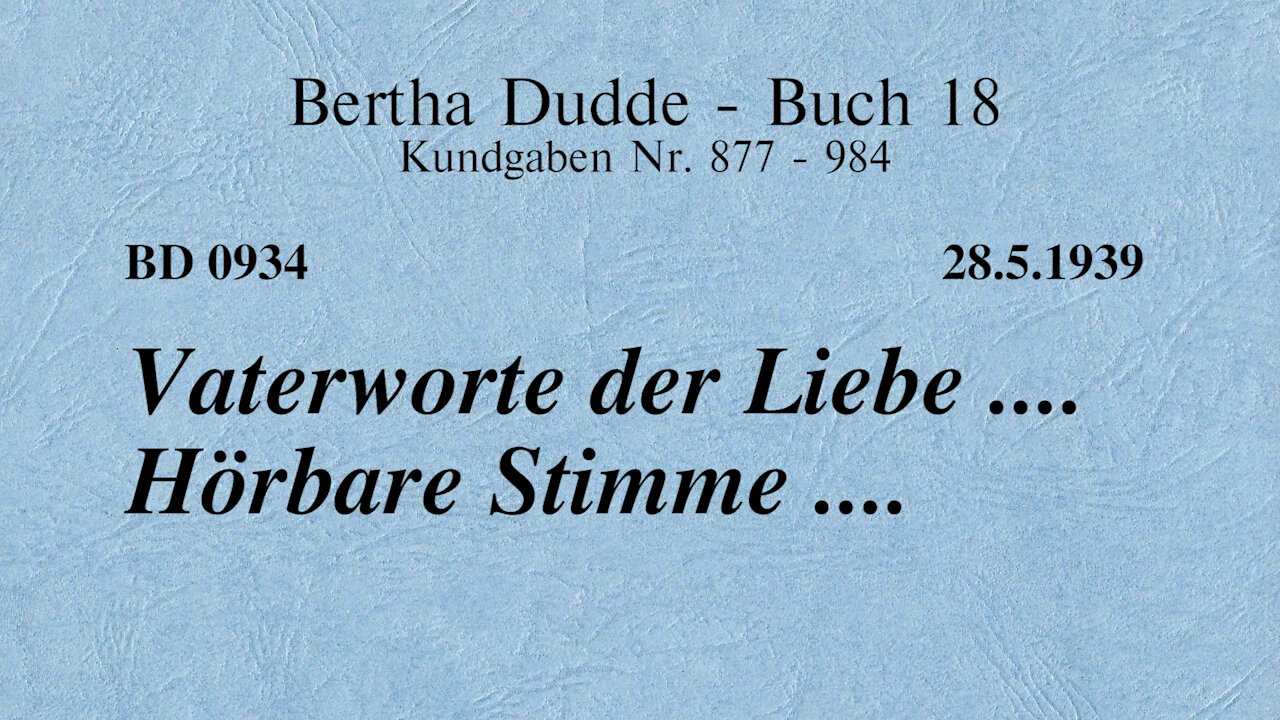 BD 0934 - VATERWORTE DER LIEBE .... HÖRBARE STIMME ....