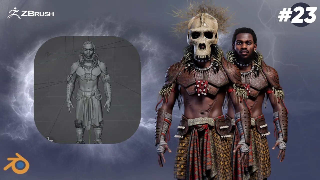 Yoruba god: Sango, the God of Thunder using Blender- 3D Timelapse part 23