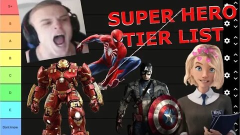 Tier list about Super Hero then REACTS 18 List Joe Bartolozzi