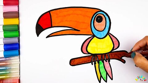 Drawing and Coloring a Toucan for Kids & Toddlers | Ariu Land