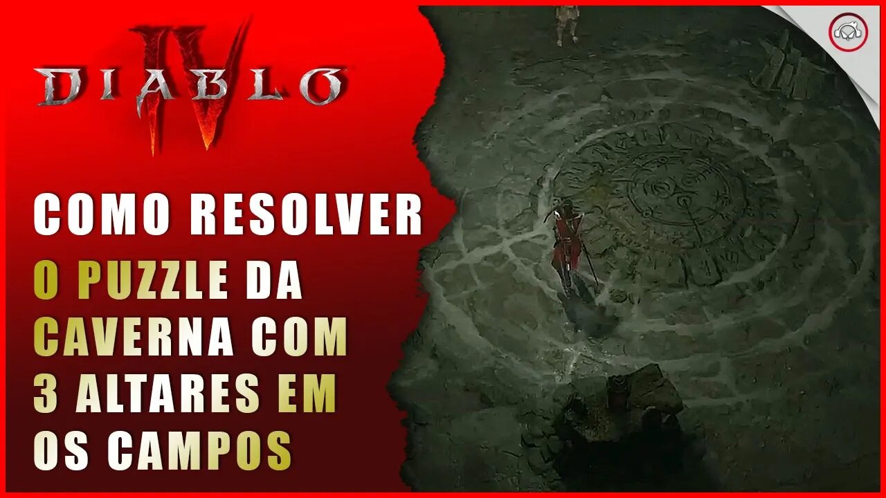 Diablo 4, Como resolver o enigma da caverna com 3 altares de madeira em Os Campos Scosglen