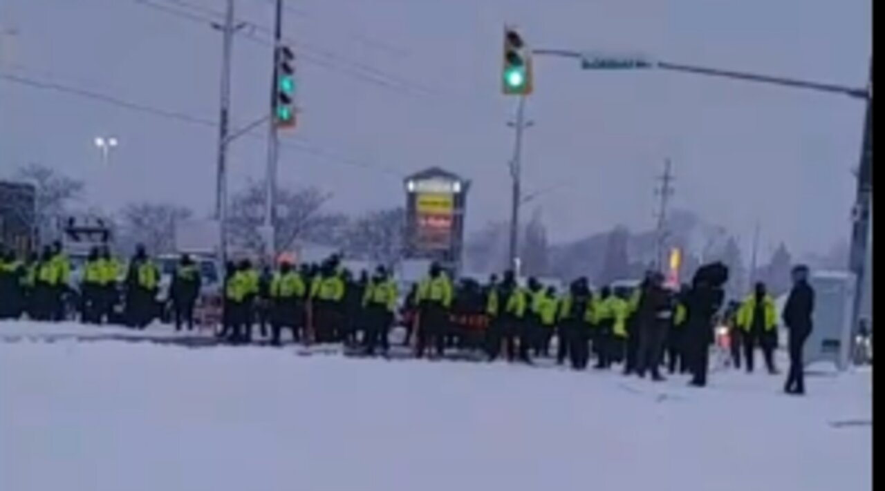 PT4 Windsor Ontario Canada Feb th Ambassador Bridge Detroit Shutdown Covid Mandates Protest