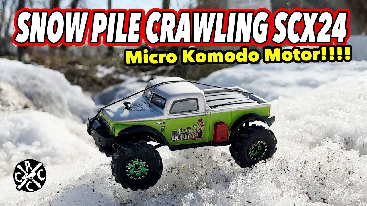 Snow Pile Crawling SCX24 With A Micro Komodo Brushless Motor