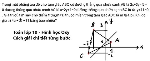 Trong mặt phẳng toạ độ cho tam giác ABC có đường thẳng qua chứa cạnh AB là 2x+3y - 5 = 0