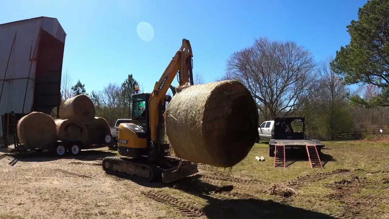 Building hay spears for the Sany Sy35u