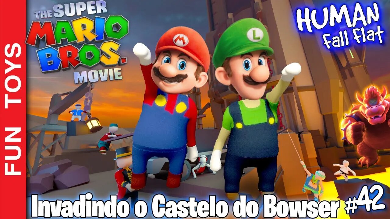 Mario e Luigi tentando invadir o CASTELO DO BOWSER na fase TOWER do Human Fall Flat #41