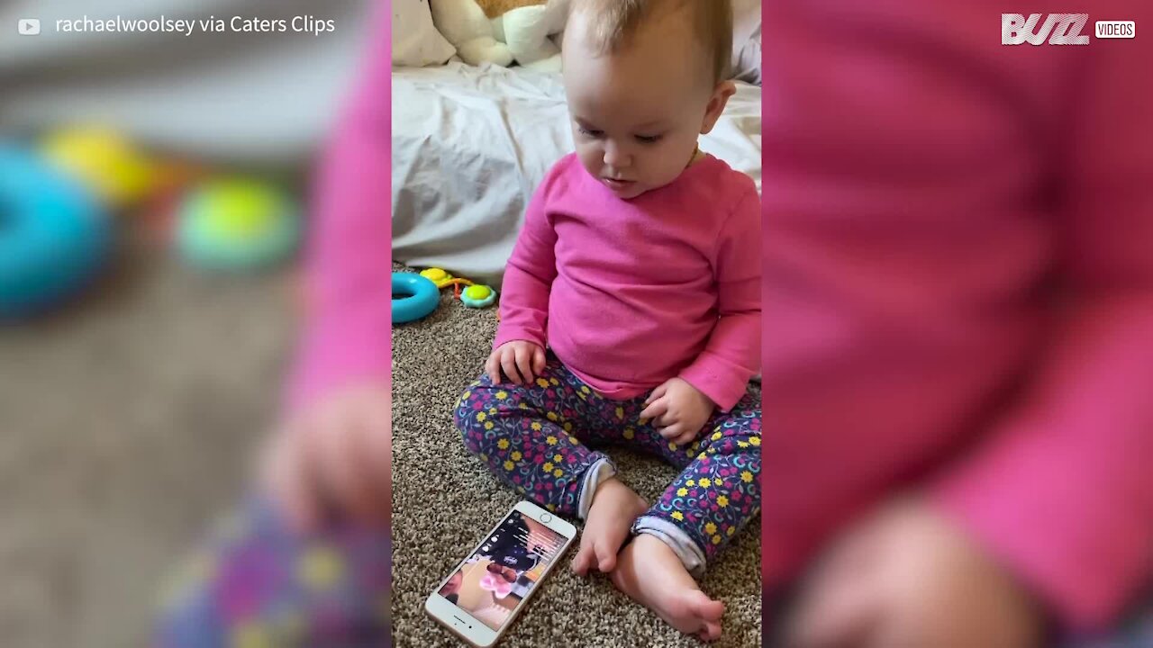 Baby gets emotional after seeing video of herself with dad