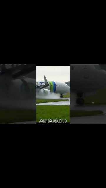 Pilot Had To Use Full Reverse Thrust Land On Wet Runway #Aviation #AeroArduino