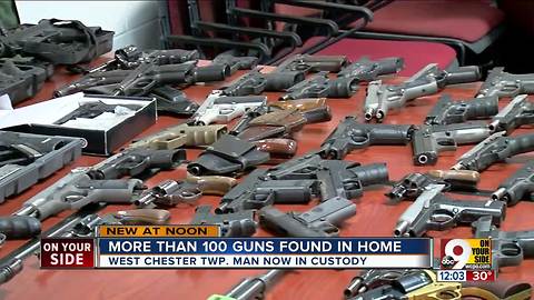 More than 100 guns found in home