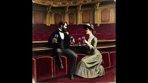 a man and a woman enjoying Pinot noir in a 1870’s theatre #1870s #manandwoman #wonderapp #theatre