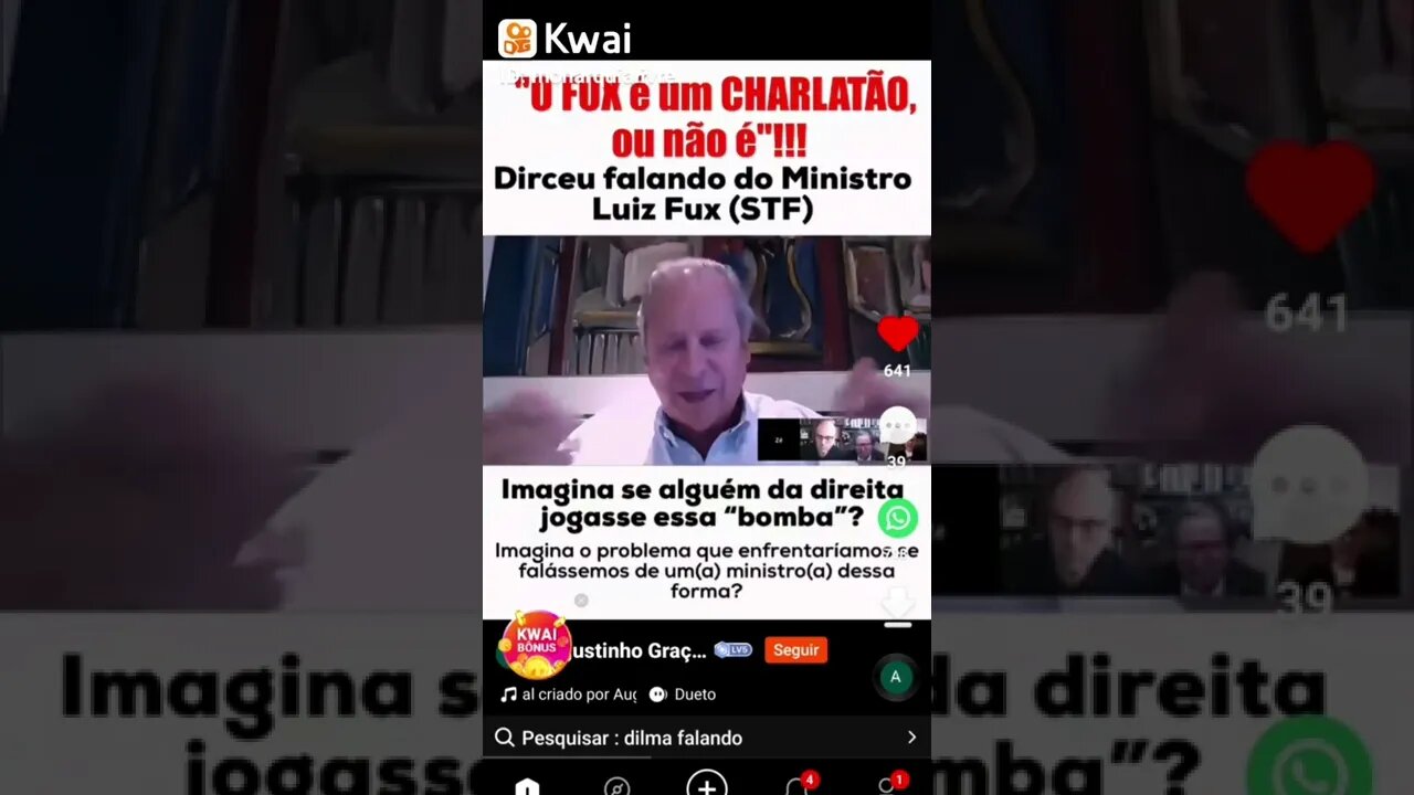 José Dirceu chamar o Ministro Luiz Fux de Charlatão. Só a esquerda pode chamar ministro do stf assim