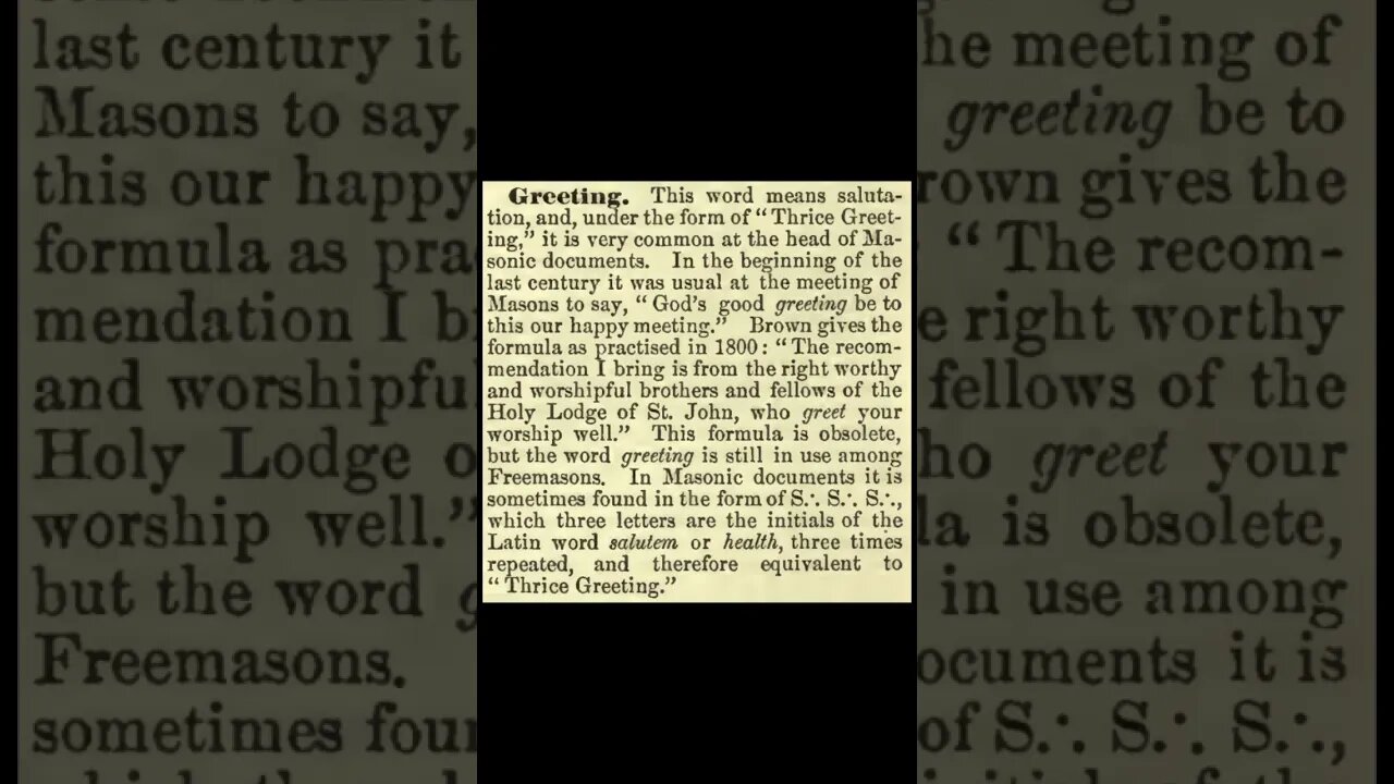 Greeting: Encyclopedia of Freemasonry By Albert G. Mackey