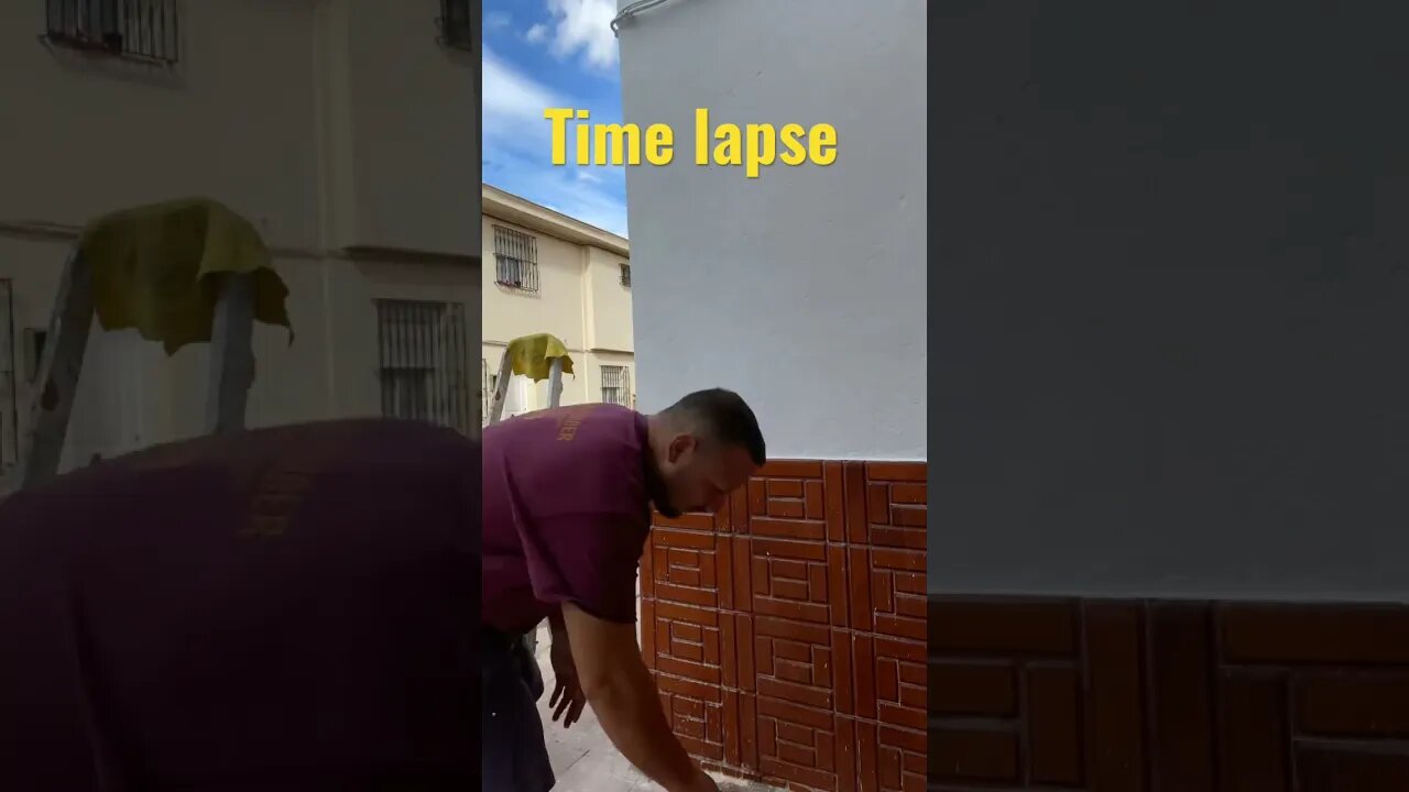 Cleaning the Tiles of the Spain House now that the Painting is Done
