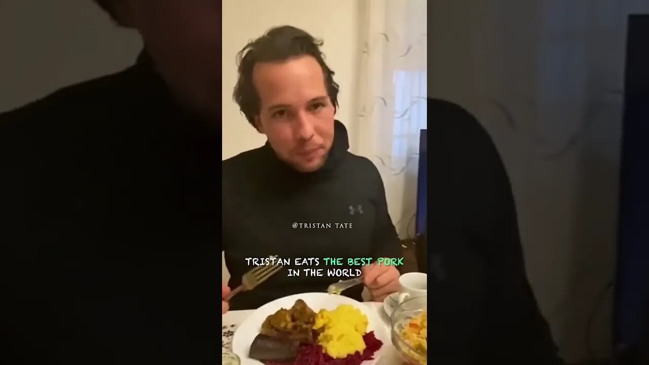 Tristan Tate Eats The Best Pork In The World #Shorts