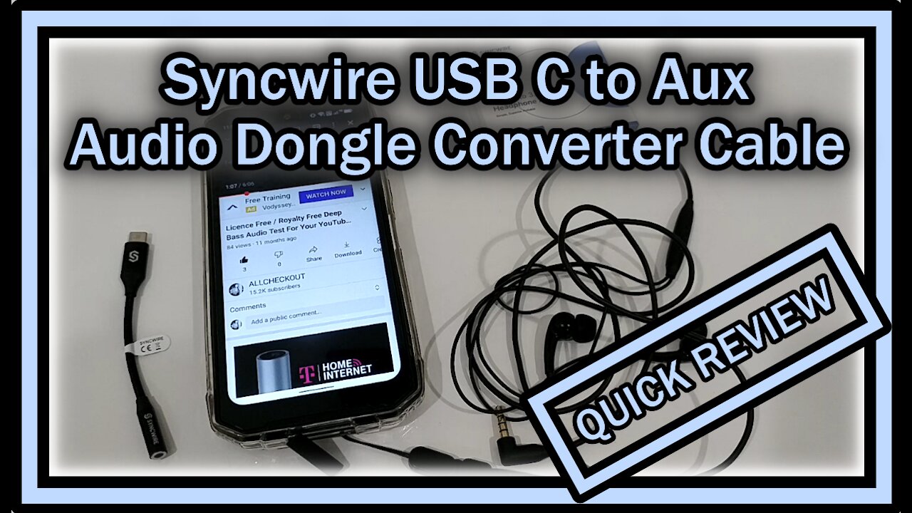 Syncwire USB C to Aux Audio Dongle Converter Cable QUICK REVIEW