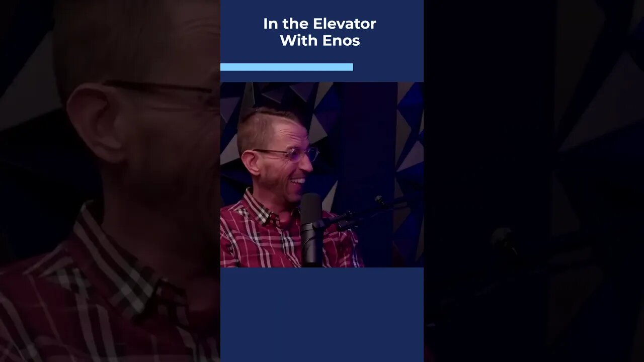 in the elevator with enos
