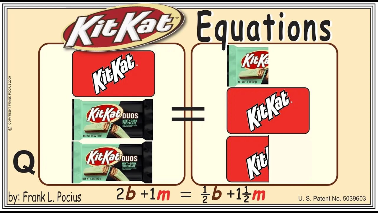 VISUAL KITKAT DUOS 2b+1m=0.5b+1.5m EQUATION _ SOLVING BASIC EQUATIONS _ SOLVING BASIC WORD PROBLEMS