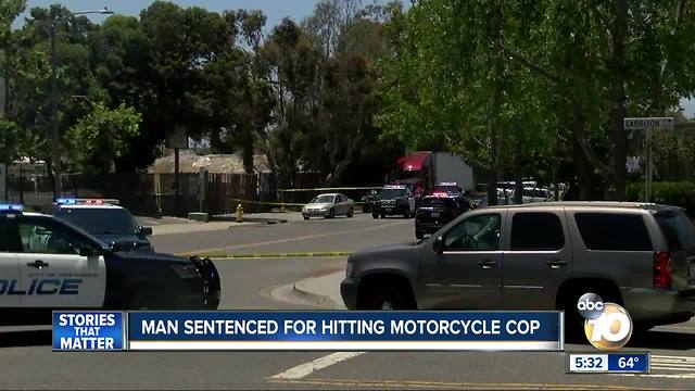 Man sentenced for hitting Oceanside motorcycle cop