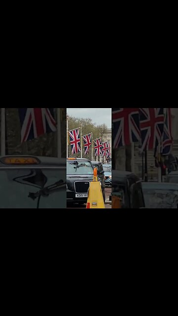Union Jack's on the mall getting ready for the kings coronation #london