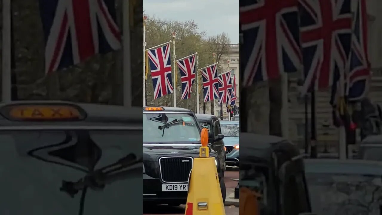 Union Jack's on the mall getting ready for the kings coronation #london