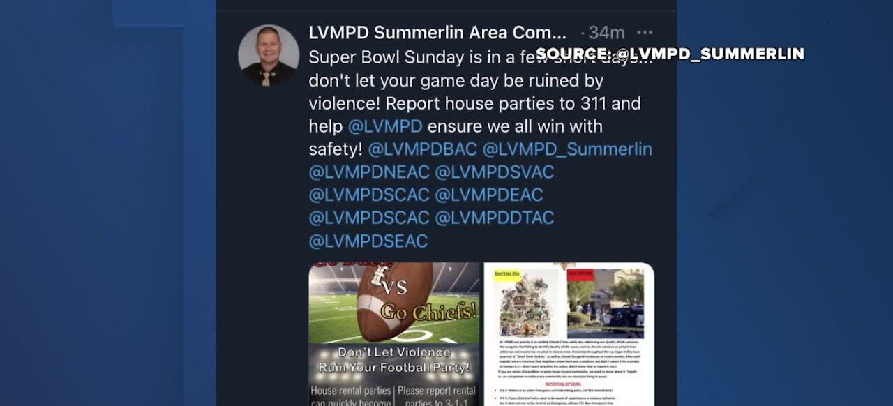 LVMPD urges people to avoid violence at Super Bowl parties