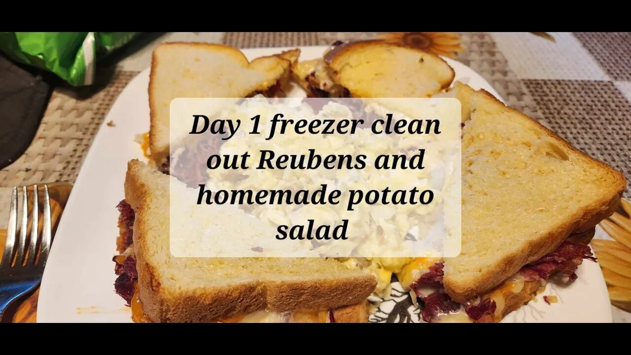 Day 1 freezer cleanout week Reubens and homemade potato salad #reubensandwich