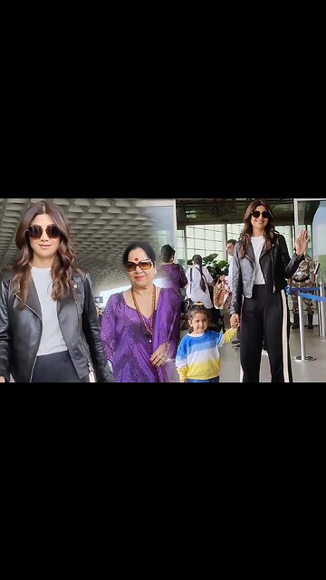 Shilpa Shetty Daughter Samisha Cutely Posing For Media At Airport