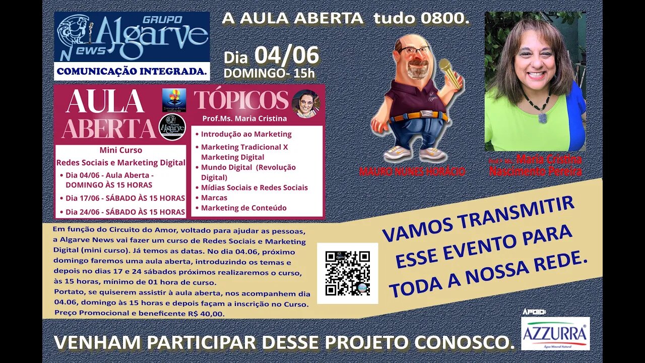 1ª AULA ABERTA sobre Redes Sociais e MKT Digital.