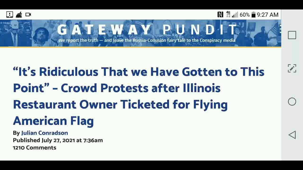 Prairie Grove Restaurant Fined For Displaying Flag...